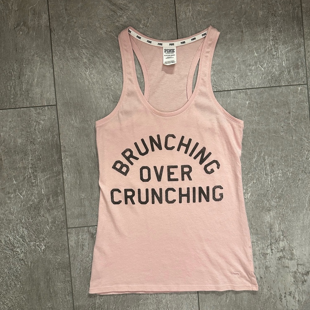 Victoria’s Secret Pink Brunching Over Crunching Tank Top Pink Size XS EUC